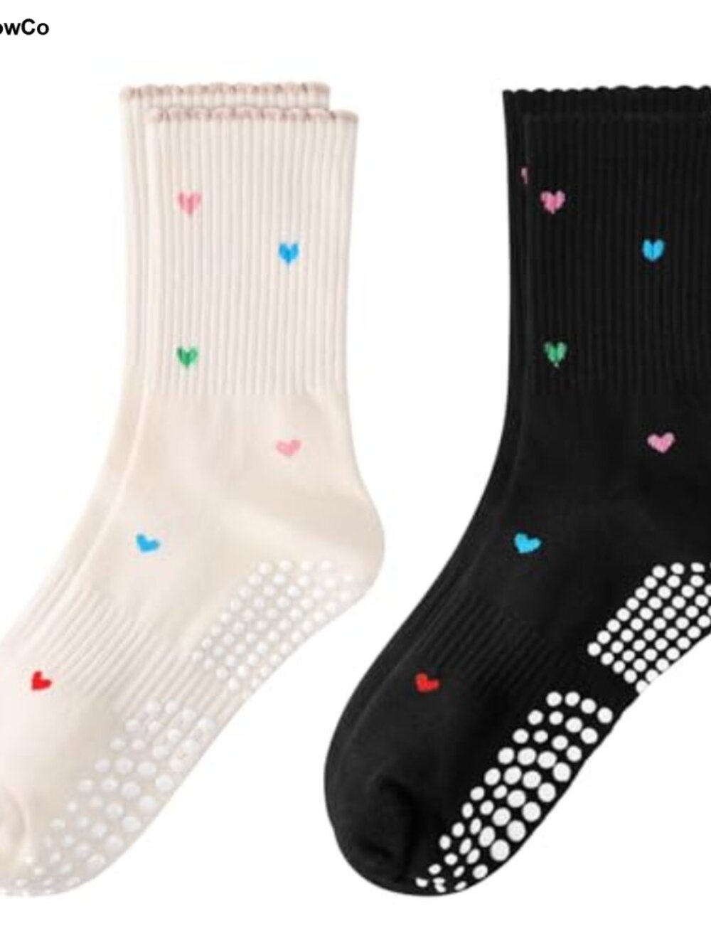 Women's Pilates Grip Socks Non Slip Yoga Socks with Ruffle Bow